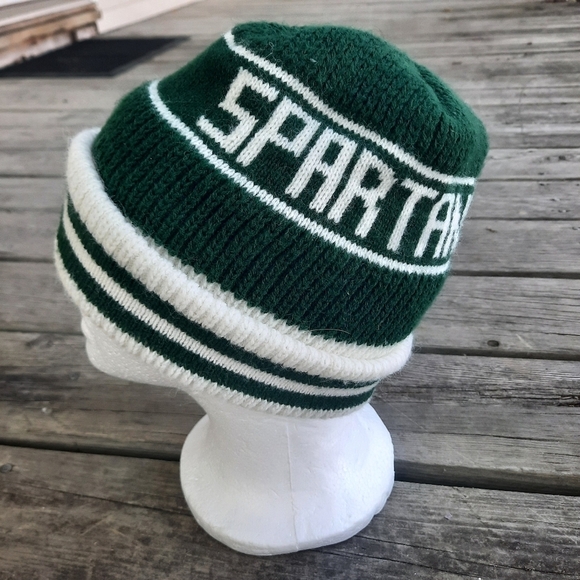 Vintage Michigan State University MSU Spartans fold over knit stocking hat - Picture 2 of 10